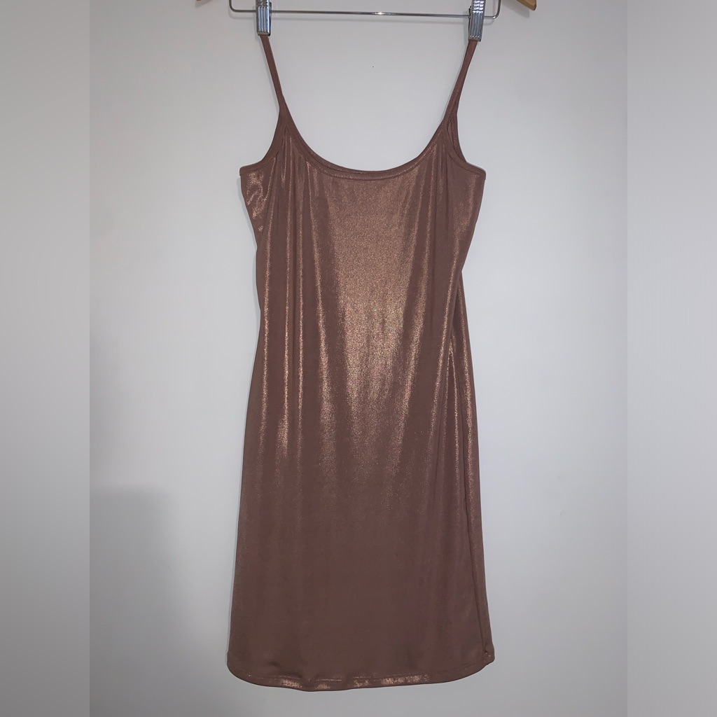 Shimmering Bronze Slip Dress
